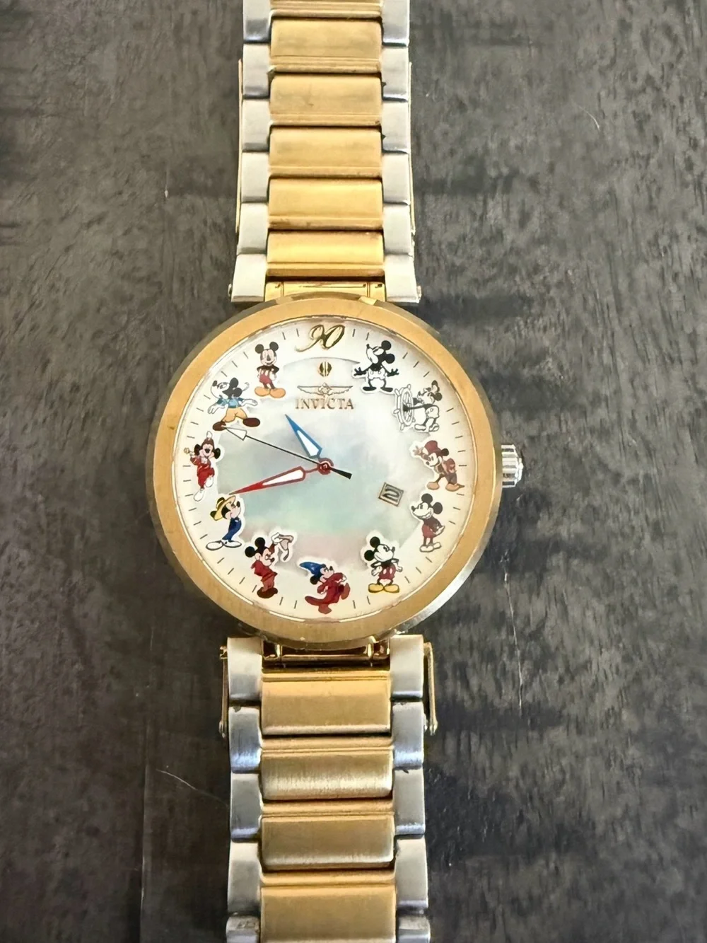 Invicta Two-Tone Gold & Silver Mickey Mouse Dial Watch (battery not included)